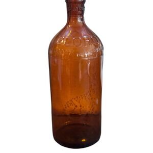 Vintage Clorox Amber Glass Bottle 16 oz Embossed Brown Antique 8 Inch